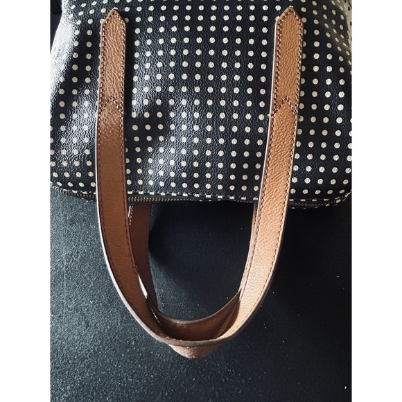 Fossil Sydney Satchel Black & Cream Polka Dot Small Hand Bag Purse Shoulder Bag - Picture 9 of 14